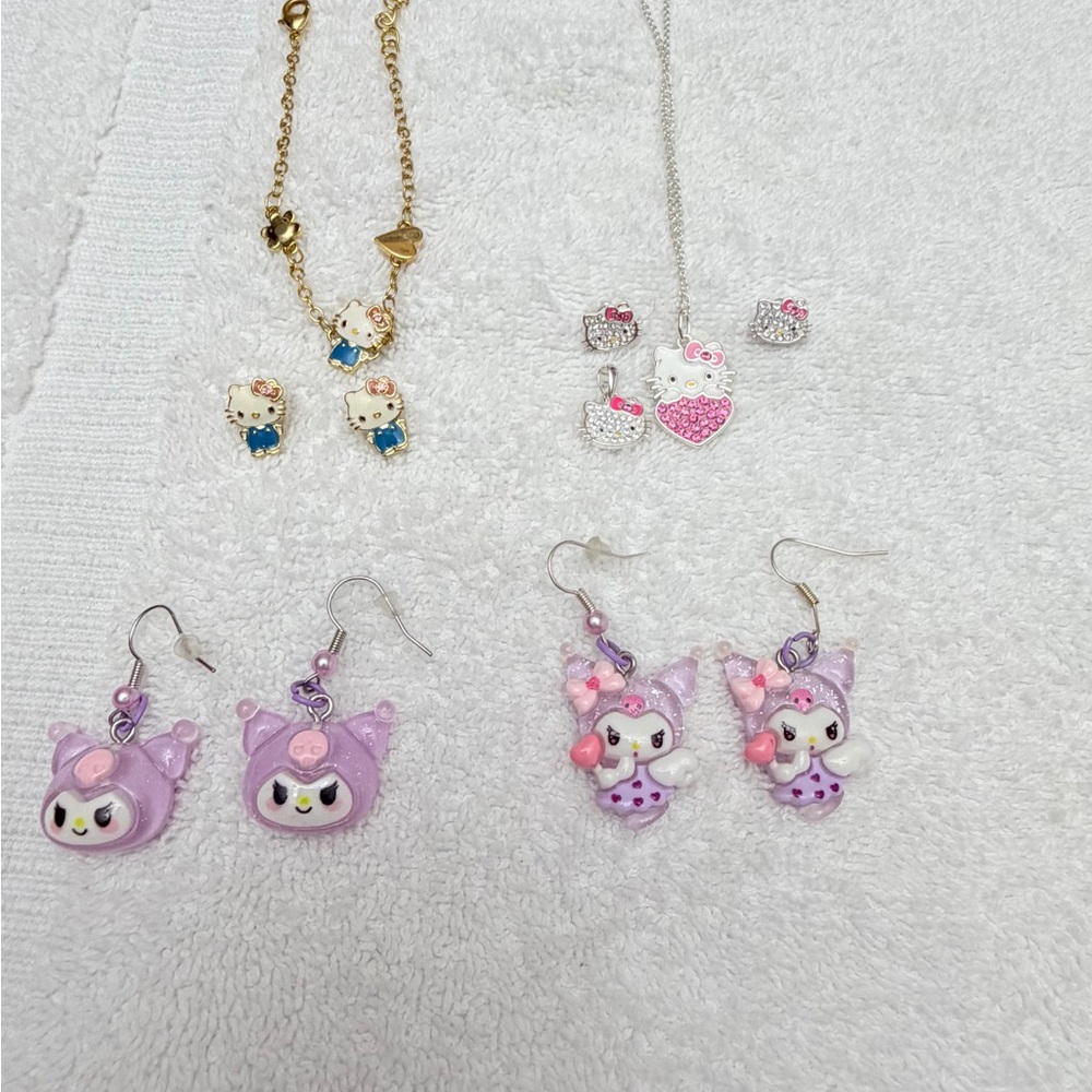 Hello Kitty and Friends earrings, necklaces and bracelet set